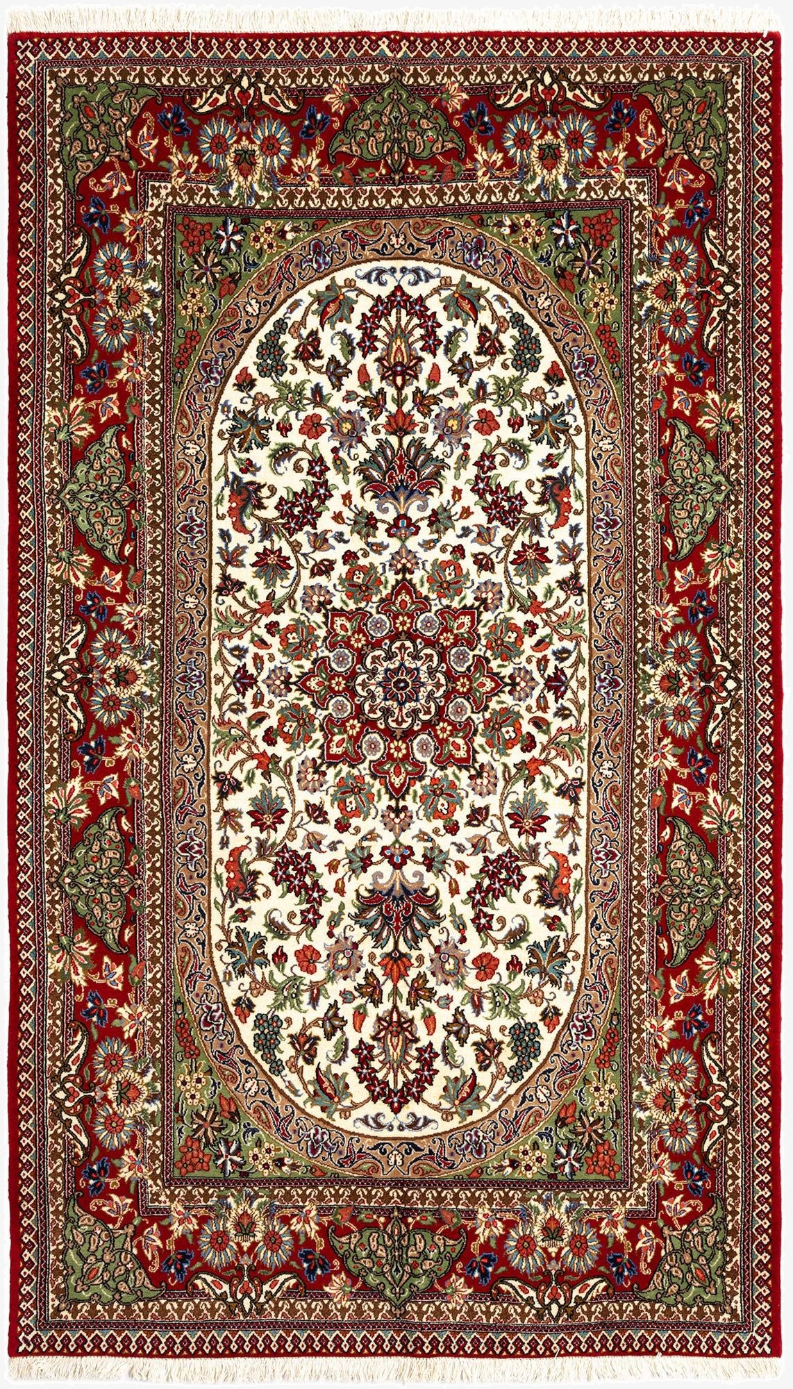 4' 7 x 7' 11  Hand Knotted Qom Persian Rug