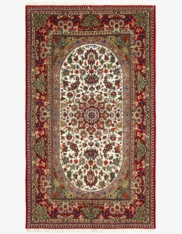 4' 7 x 7' 11 Hand Knotted Qom Persian Rug