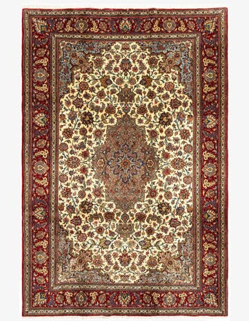 6' 4 x 9' 6 Hand Knotted Qom Persian Rug