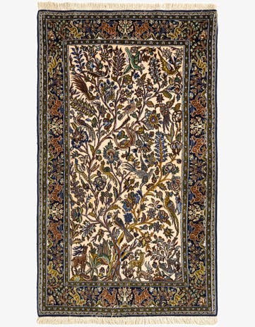 3' 4 x 5' 7 Hand Knotted Qom Persian Rug