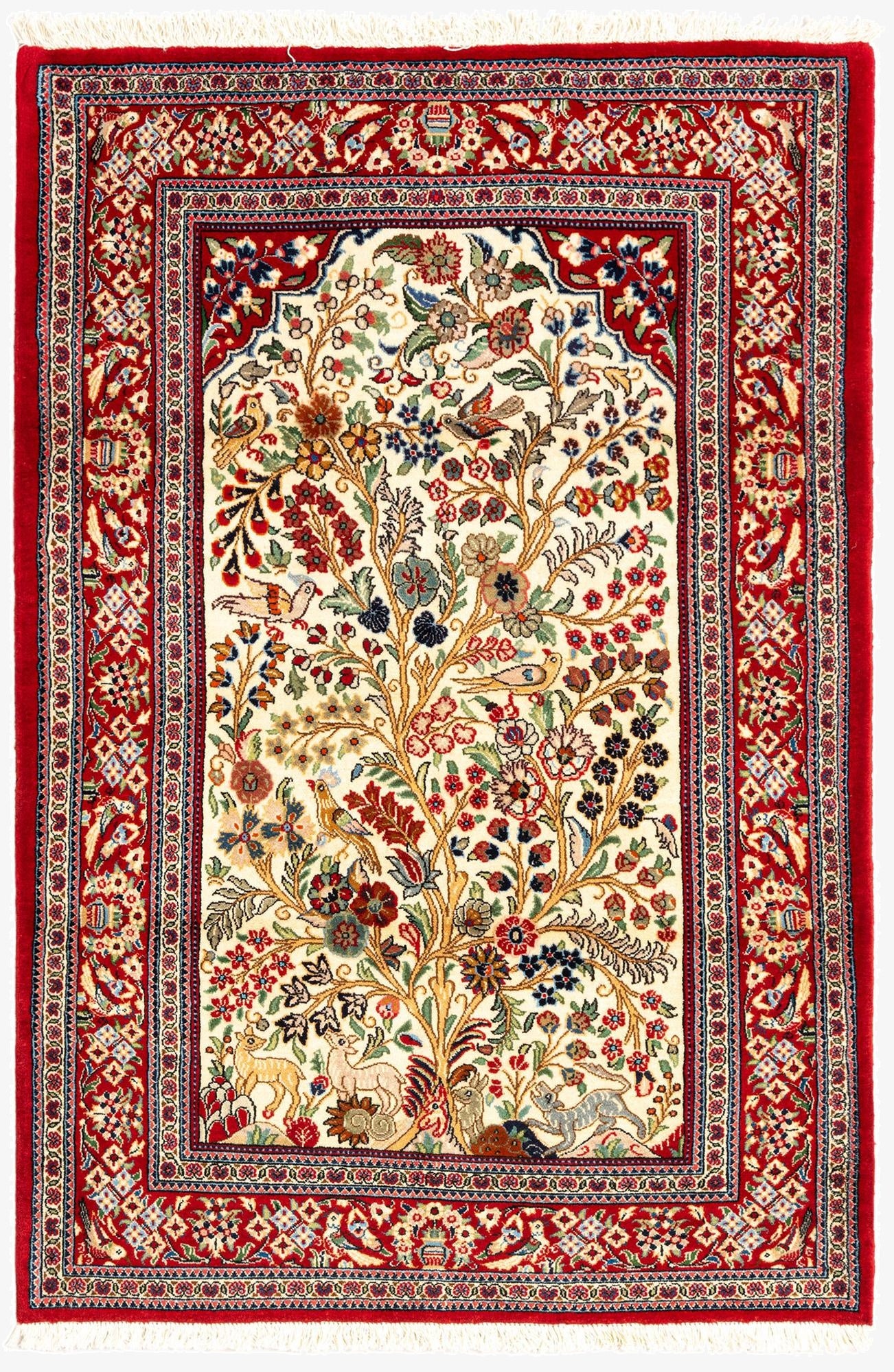 3' 3 x 4' 10  Hand Knotted Qom Persian Rug