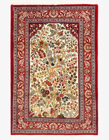 3' 3 x 4' 10 Hand Knotted Qom Persian Rug