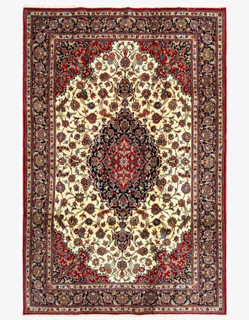 6' 6 x 9' 7 Hand Knotted Qom Persian Rug