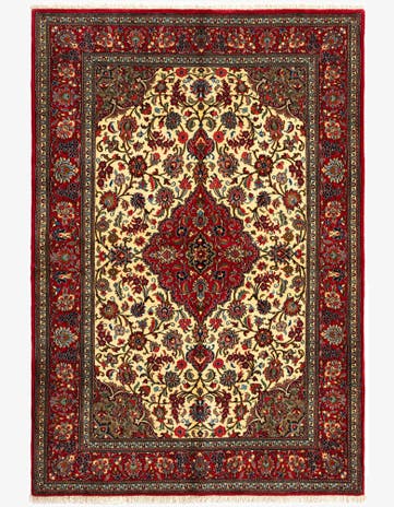 4' 8 x 6' 9 Hand Knotted Qom Persian Rug