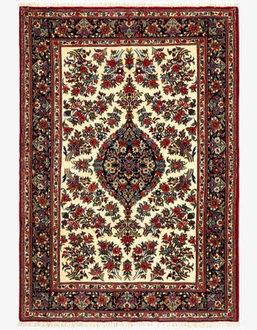 4' 7 x 6' 7 Hand Knotted Qom Persian Rug