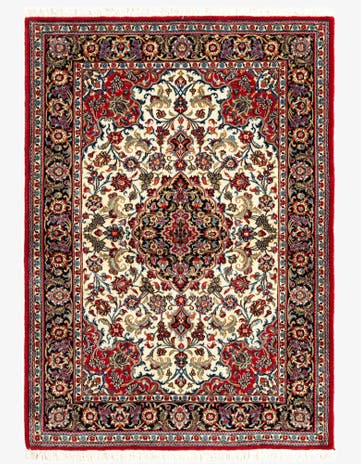 3' 7 x 5' Hand Knotted Qom Persian Rug