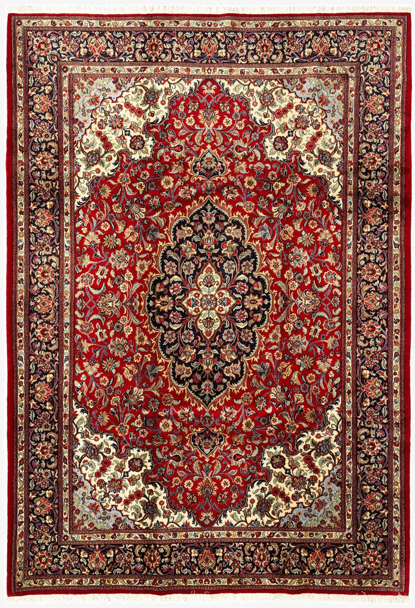 6' 9 x 9' 8  Hand Knotted Qom Persian Rug