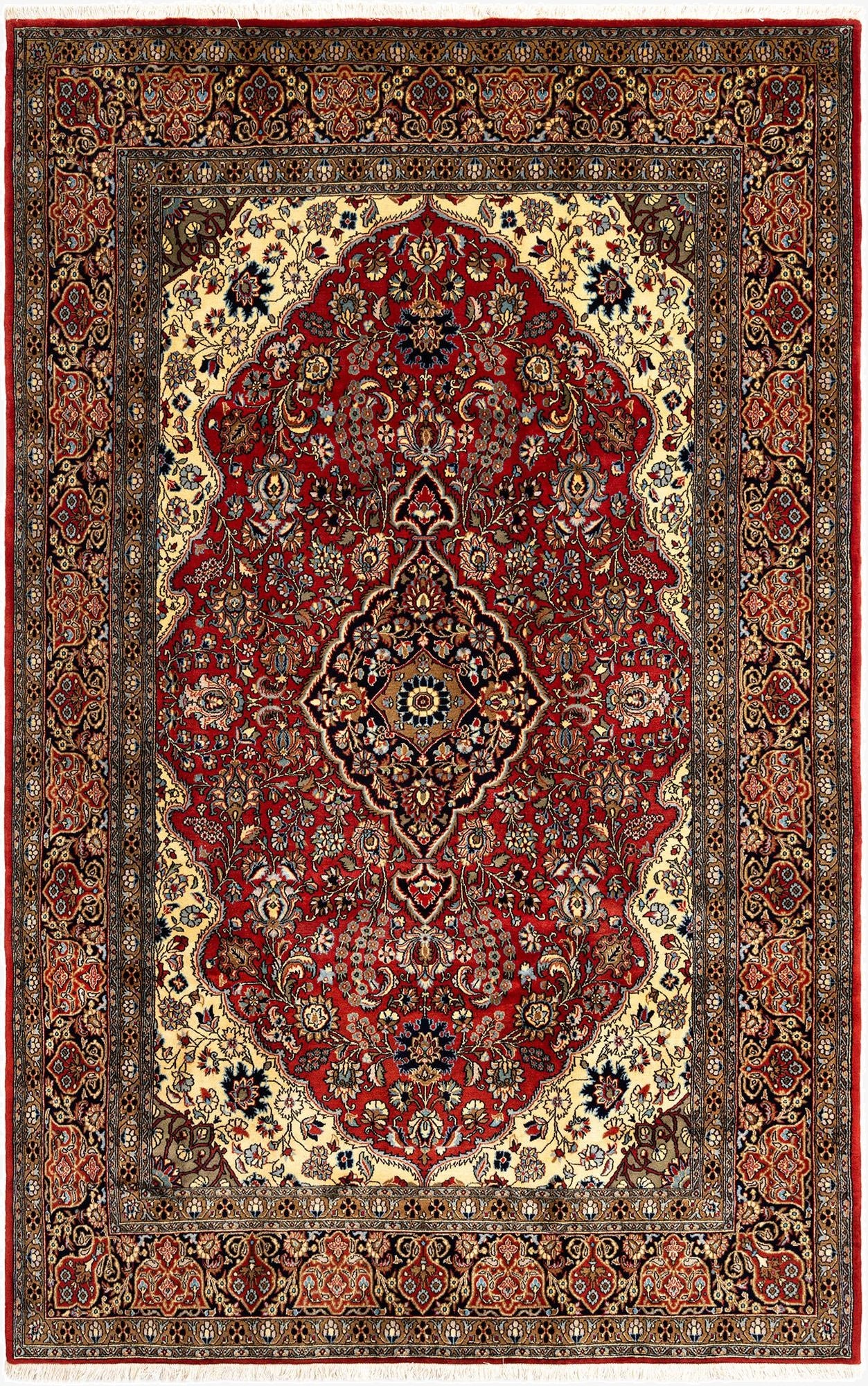 6' 7 x 10' 1  Hand Knotted Qom Persian Rug
