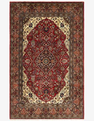 6' 7 x 10' 1 Hand Knotted Qom Persian Rug