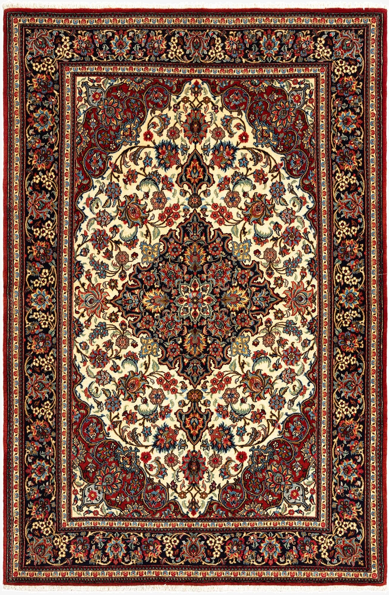 4' 8 x 7' 1  Hand Knotted Qom Persian Rug