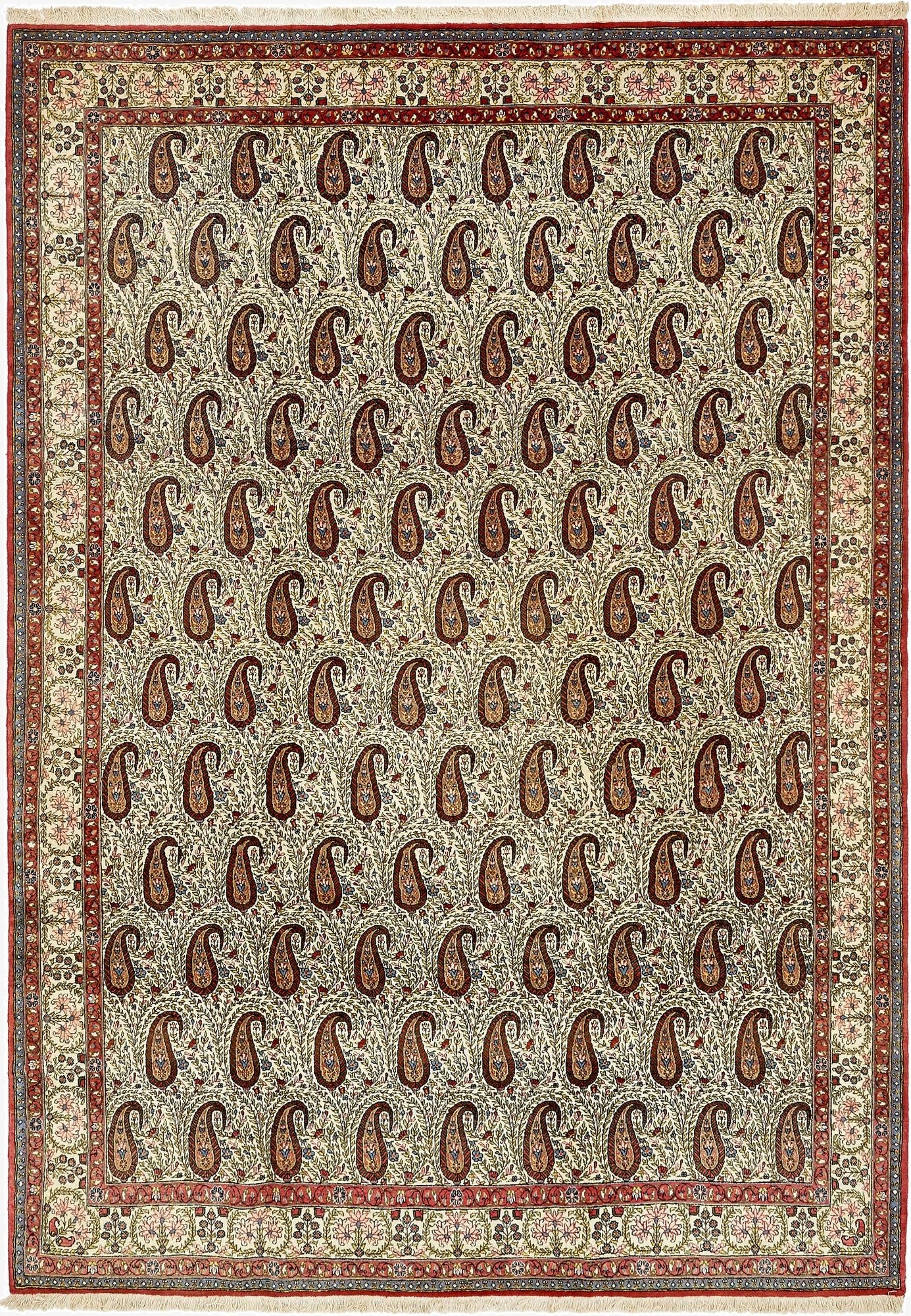 8' 2 x 11' 6 Hand Knotted Qom Persian Wool Rug