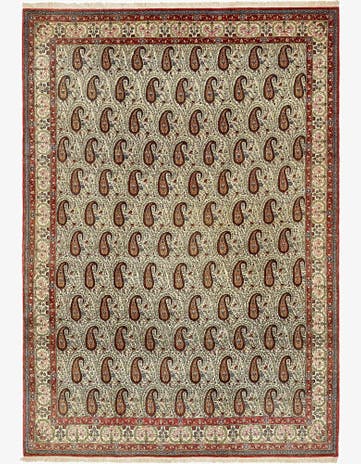 8' 2 x 11' 6 Hand Knotted Qom Persian Wool Rug