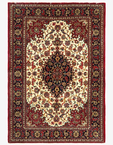 4' 8 x 6' 10 Hand Knotted Qom Persian Rug