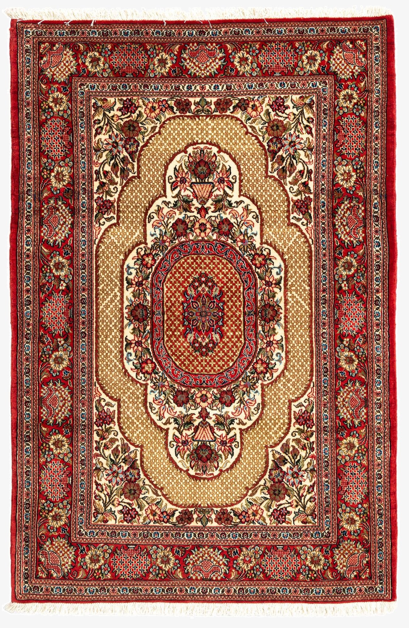 3' 4 x 5' 1  Hand Knotted Qom Persian Rug