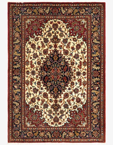 4' 8 x 6' 10 Hand Knotted Qom Persian Rug