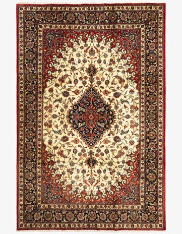 6' 7 x 10' Hand Knotted Qom Persian Rug