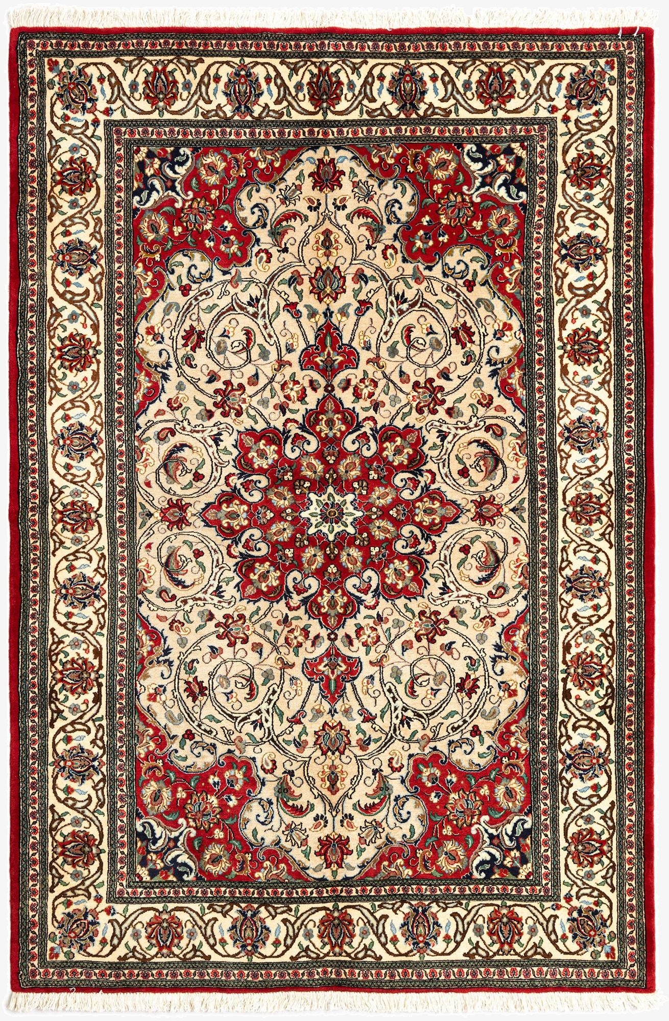 4' 8 x 7' 1  Hand Knotted Qom Persian Rug