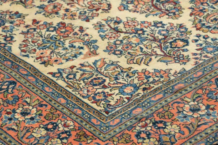 6' 7 x 9' 8 Hand Knotted Sarough Persian Wool Rug