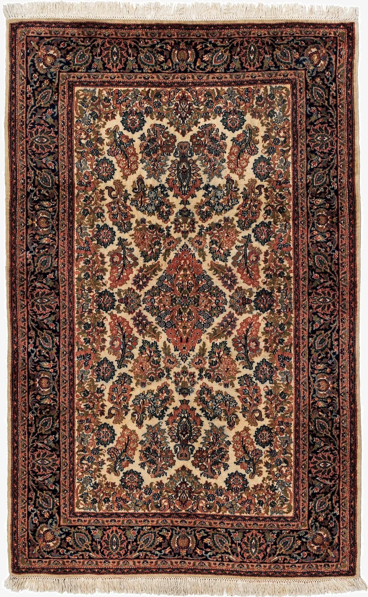 4' x 6' 3  Hand Knotted Sarough Wool Rug