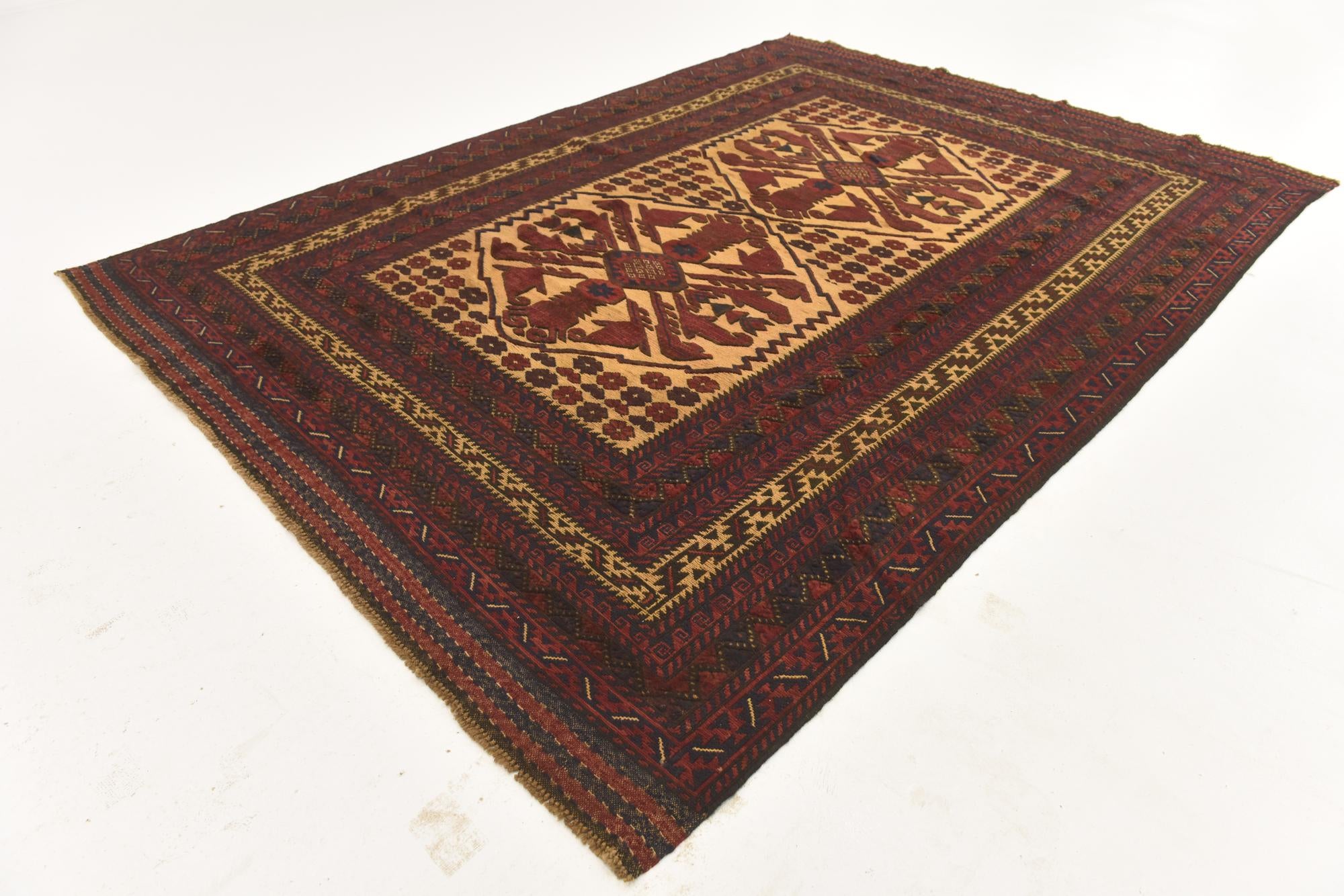 195cm x 275cm Hand Knotted Sumak Wool Rug