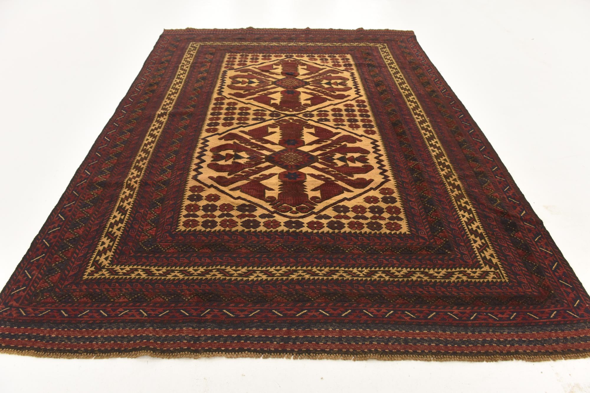 195cm x 275cm Hand Knotted Sumak Wool Rug