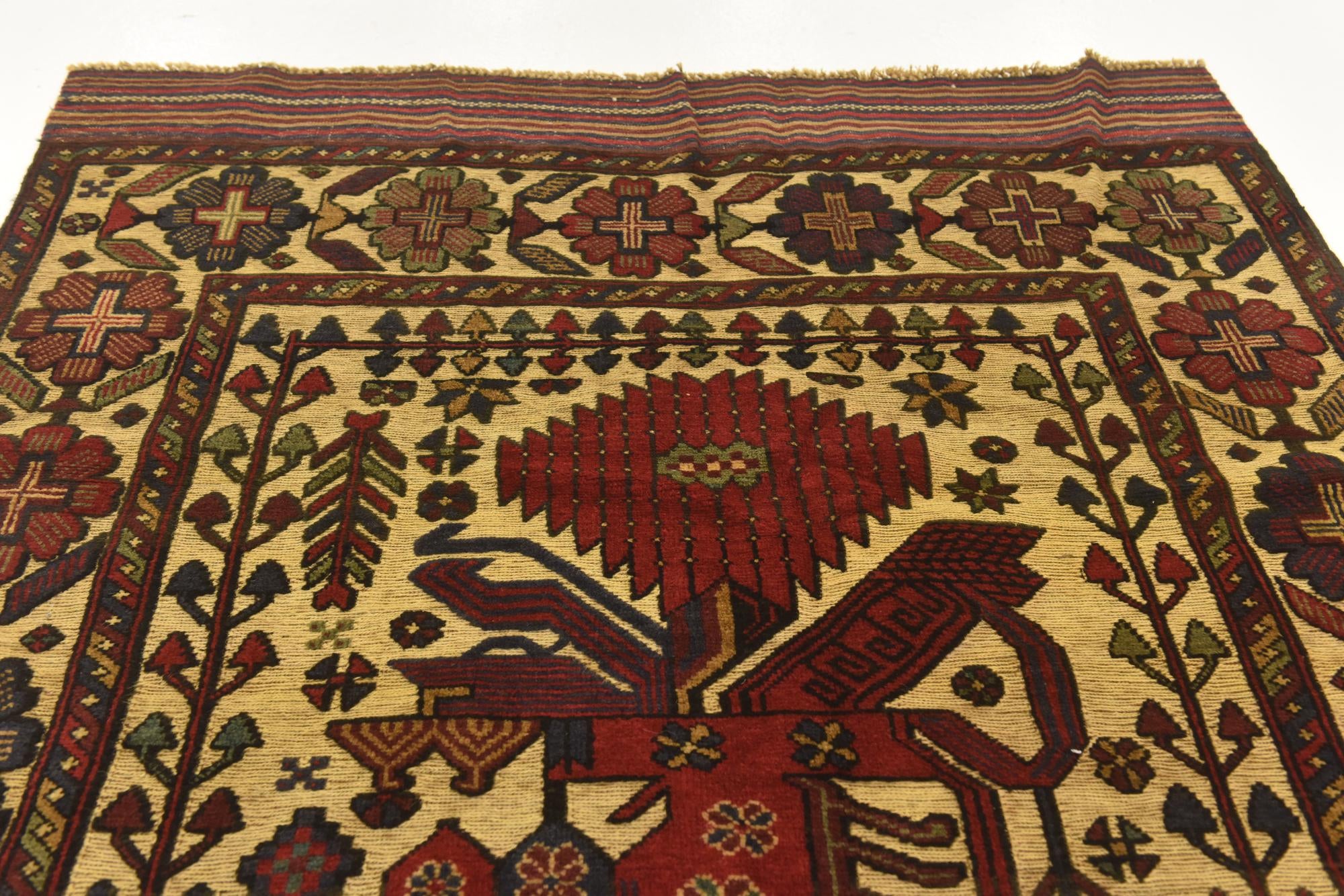 4' 4 x 5' 7 Hand Knotted Sumak Wool Rug