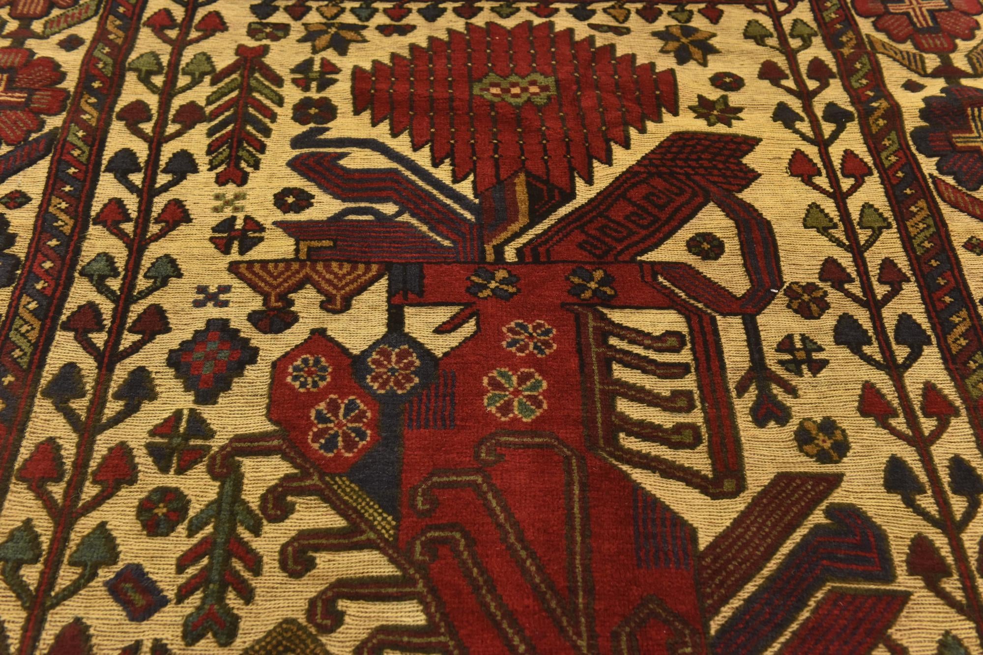 4' 4 x 5' 7 Hand Knotted Sumak Wool Rug