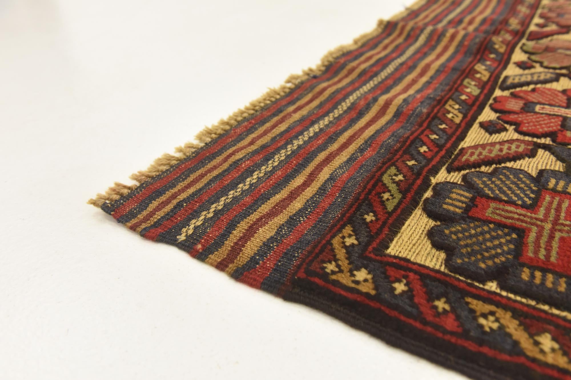 4' 4 x 5' 7 Hand Knotted Sumak Wool Rug