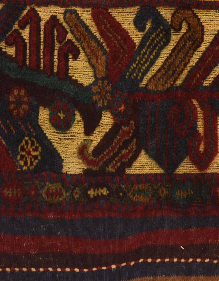 Detail image of 4' 2 x 6'  Hand Knotted Sumak Wool Rug