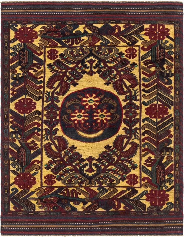 Detail image of 4' 2 x 6' Hand Knotted Sumak Wool Rug