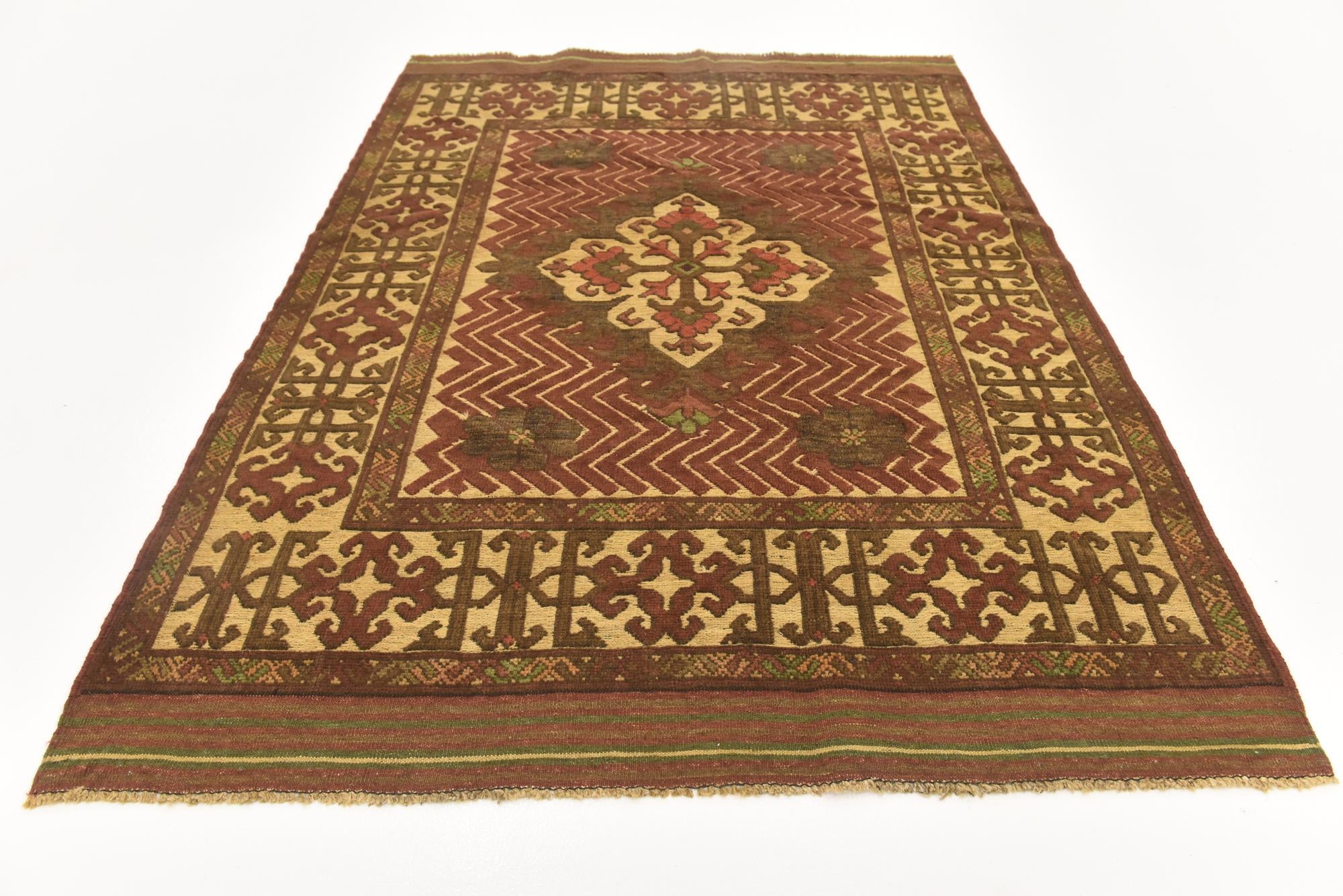 4' 2 x 5' 11 Hand Knotted Sumak Wool Rug