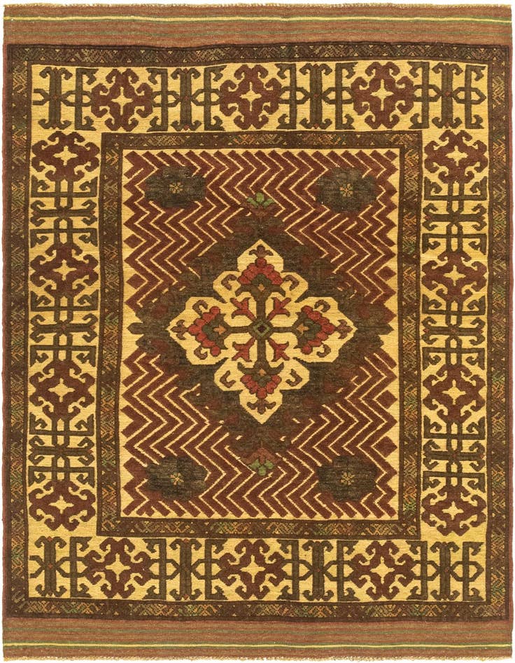 Detail image of 4' 2 x 5' 11 Hand Knotted Sumak Wool Rug