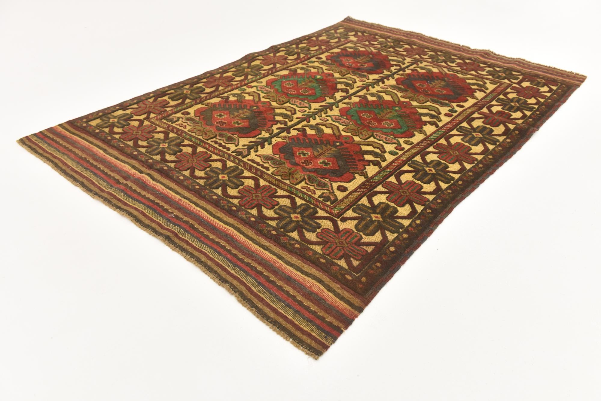 4' 2 x 5' 11 Hand Knotted Sumak Wool Rug