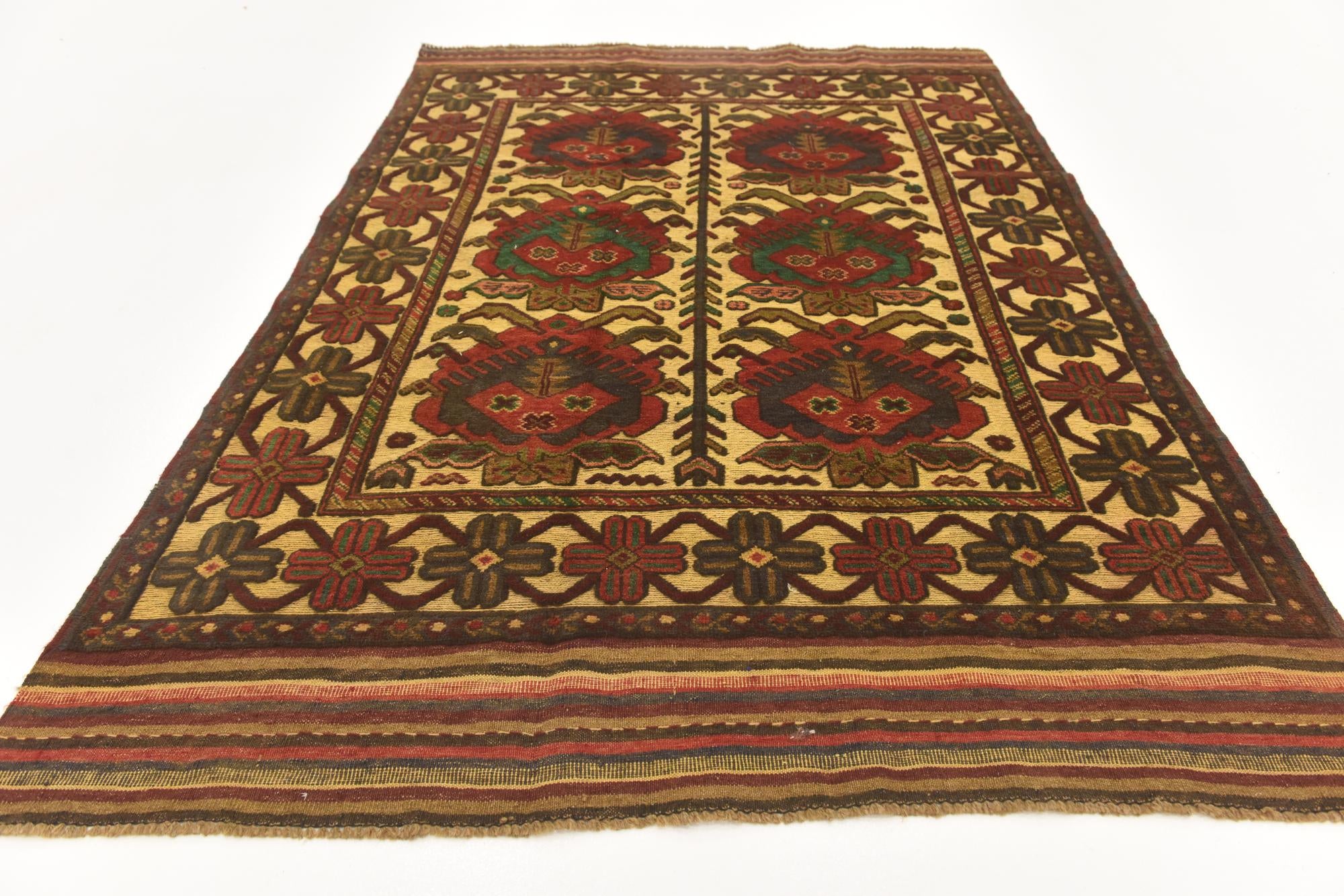 4' 2 x 5' 11 Hand Knotted Sumak Wool Rug