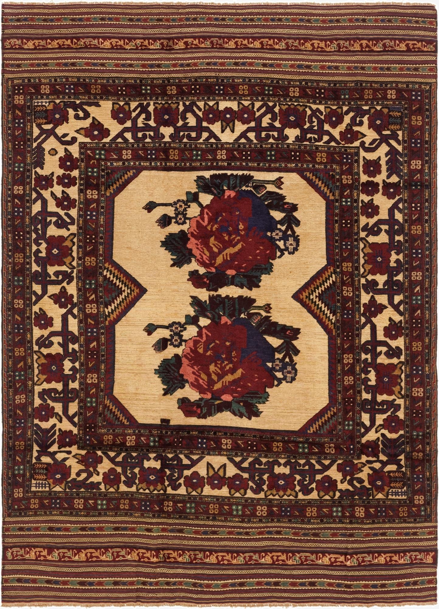  6' 8 x 9' 2  Hand Knotted Sumak Wool Rug