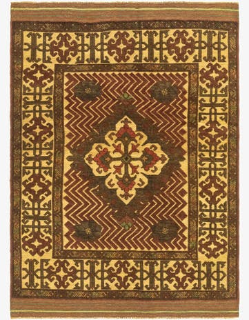4' 2 x 5' 11 Hand Knotted Sumak Wool Rug