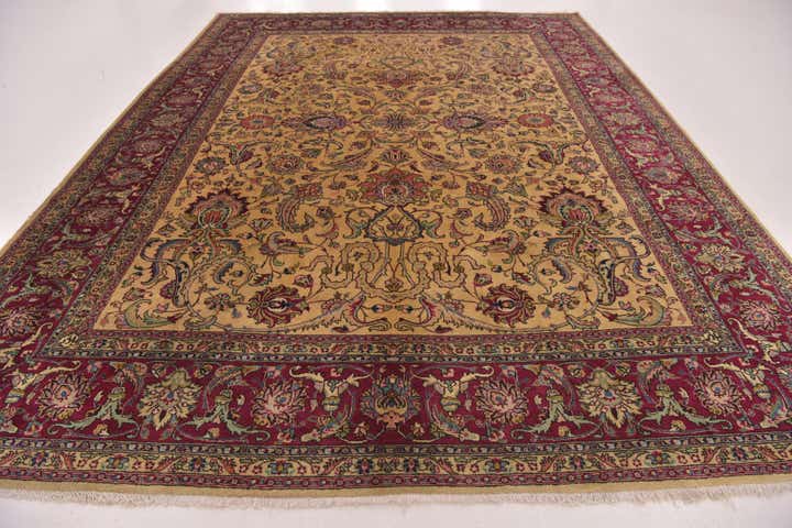 9' 3 x 12' 4 Hand Knotted Tabriz Persian Wool Rug