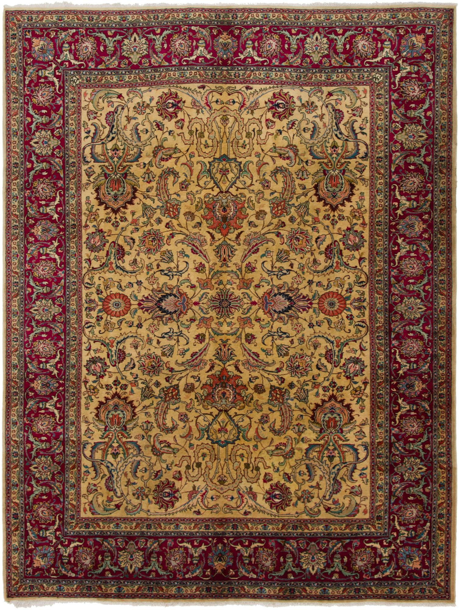9' 3 x 12' 4 Hand Knotted Tabriz Persian Wool Rug