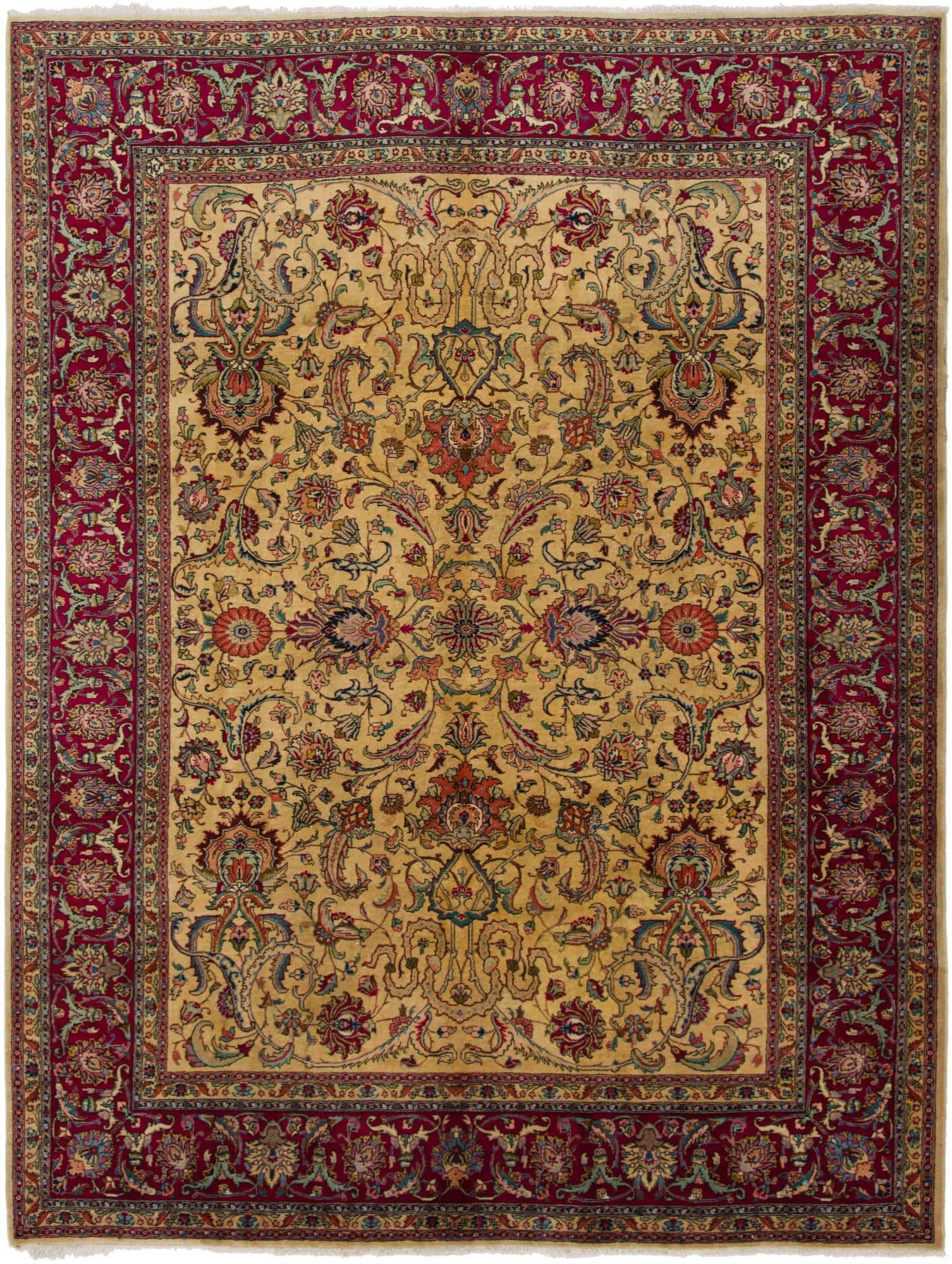 9' 3 x 12' 4 Hand Knotted Tabriz Persian Wool Rug