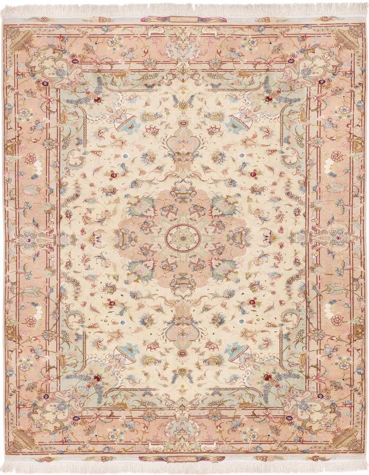 Detail image of 6' 6 x 10' Hand Knotted Tabriz Persian Rug