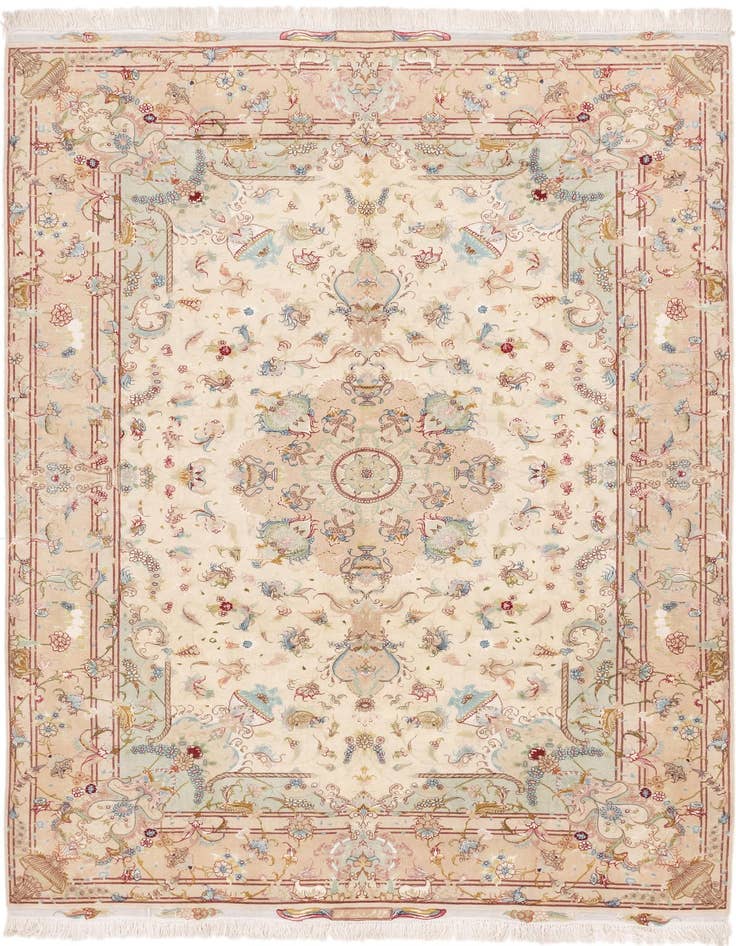Detail image of 6' 6 x 9' 10 Hand Knotted Tabriz Persian Rug