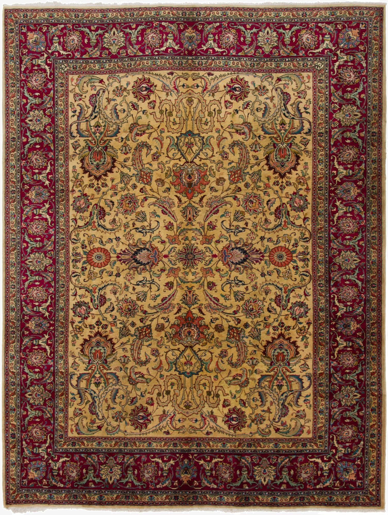 9' 3 x 12' 4  Hand Knotted Tabriz Persian Wool Rug