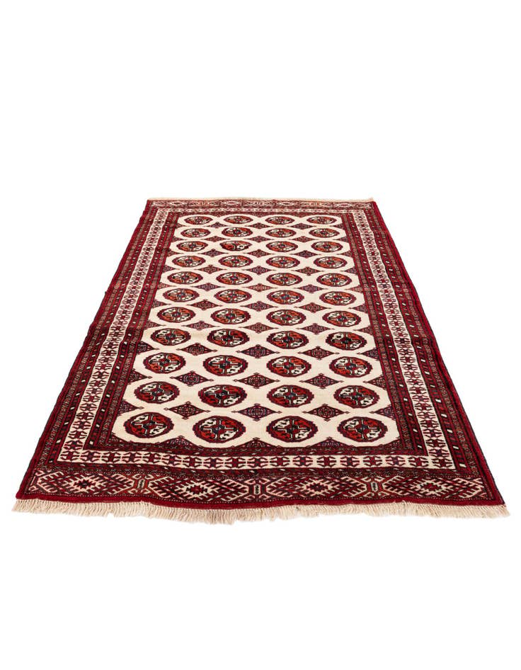 Detail image of 4' 1 x 6' 2 Hand Knotted Torkaman Persian Wool Rug