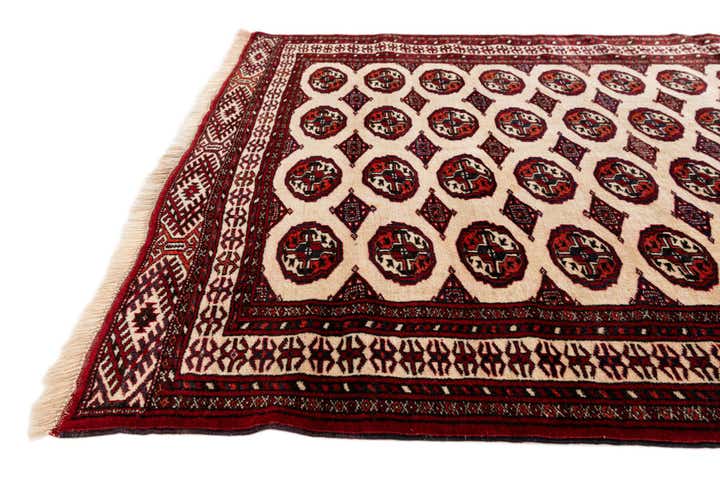 4' 1 x 6' 2 Hand Knotted Torkaman Persian Wool Rug
