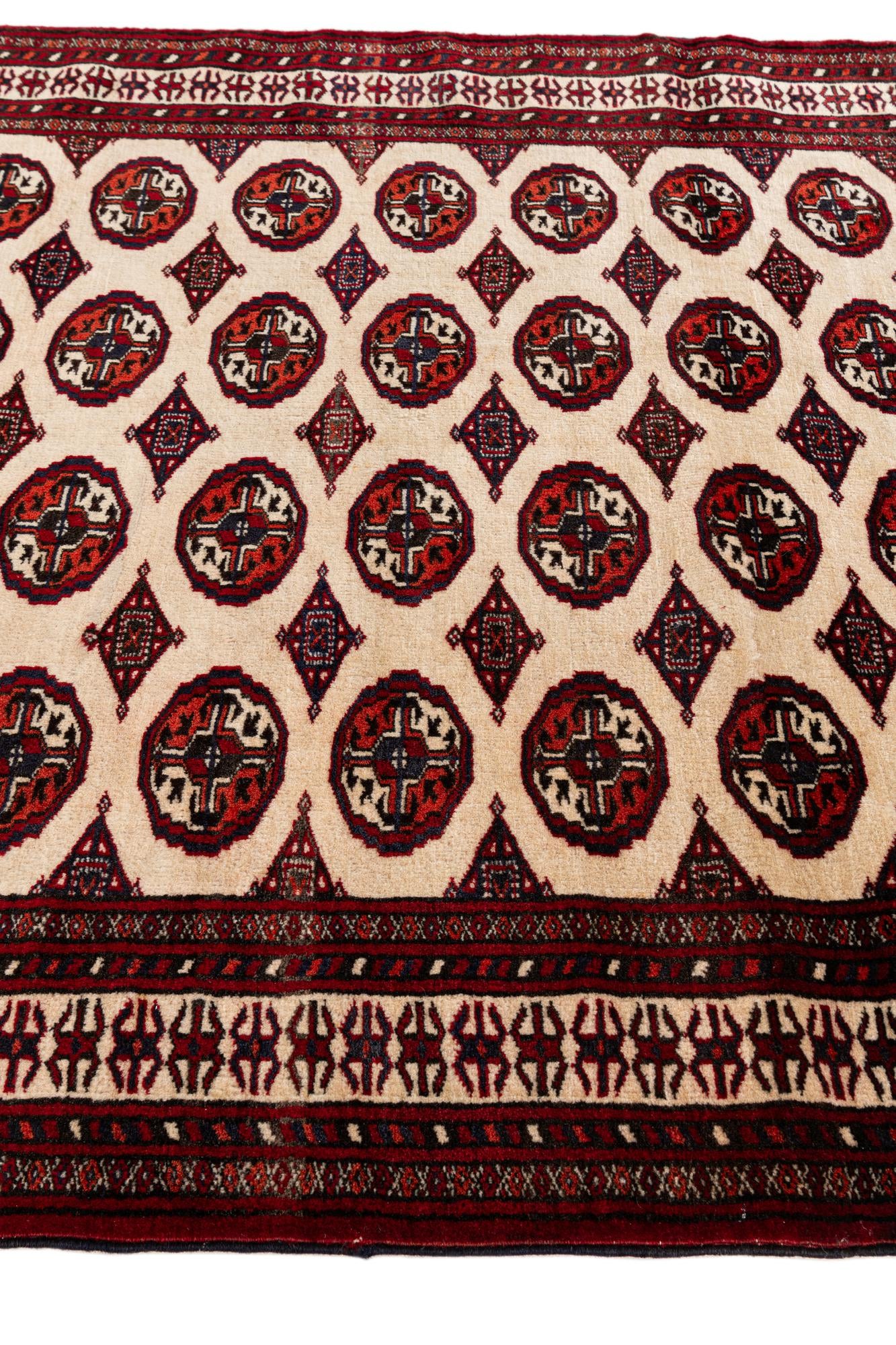 4' 1 x 6' 2 Hand Knotted Torkaman Persian Wool Rug