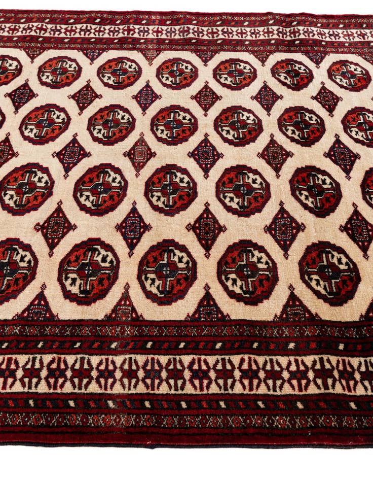 Detail image of 4' 1 x 6' 2 Hand Knotted Torkaman Persian Wool Rug