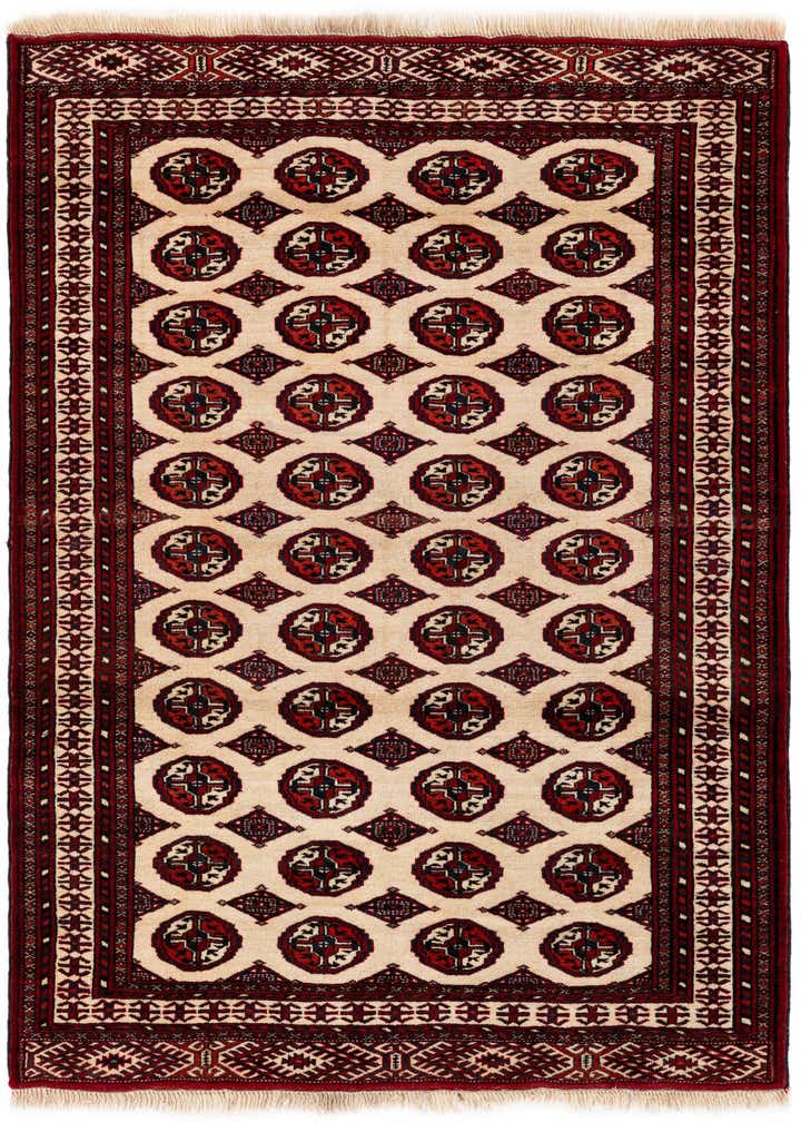 4' 1 x 6' 2 Hand Knotted Torkaman Persian Wool Rug