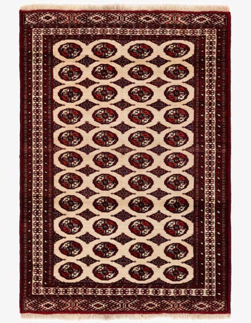 4' 1 x 6' 2 Hand Knotted Torkaman Persian Wool Rug