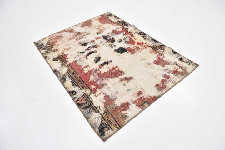 4' x 5' 3 Hand Knotted Ultra Vintage Persian Wool Rug