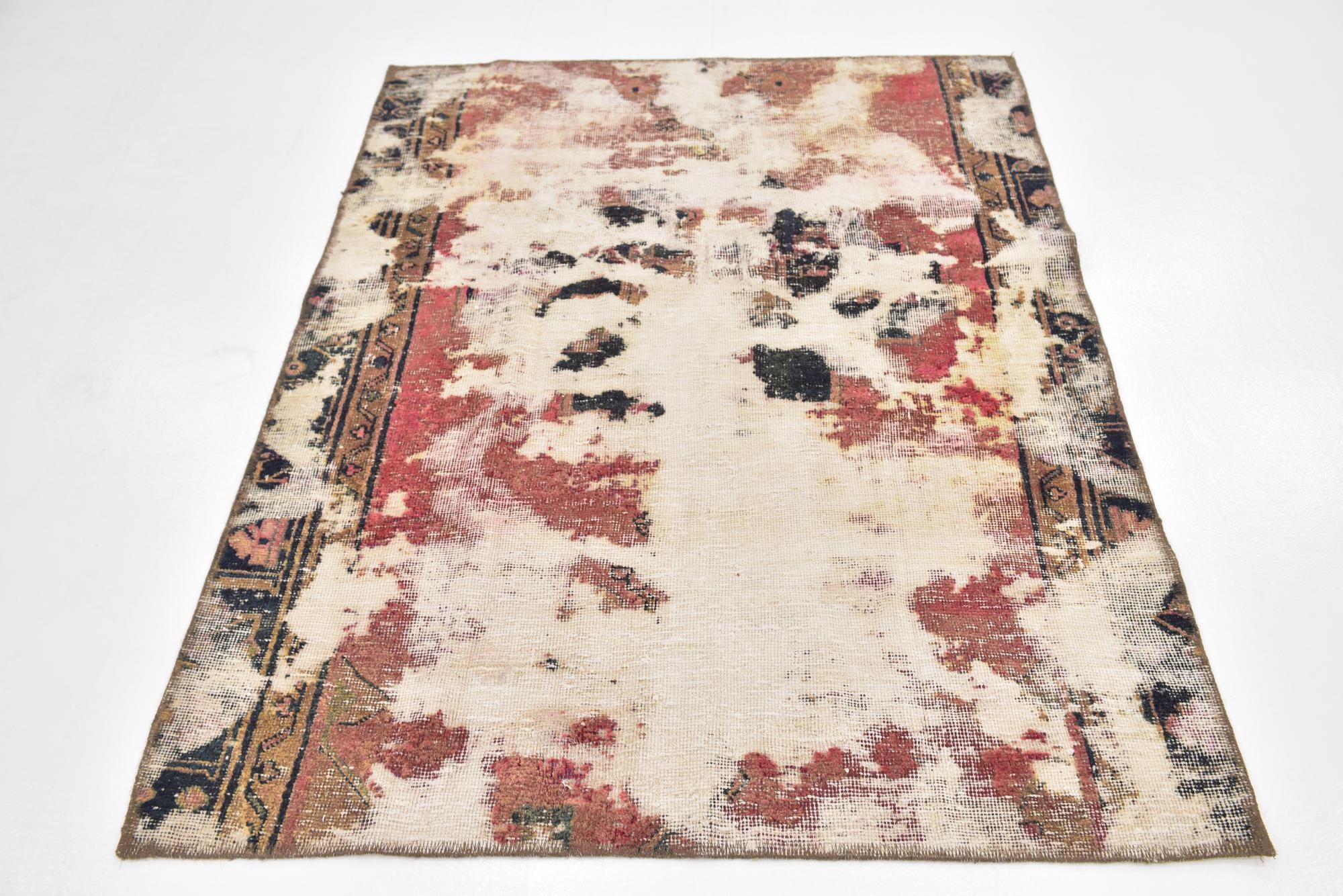 4' x 5' 3 Hand Knotted Ultra Vintage Persian Wool Rug